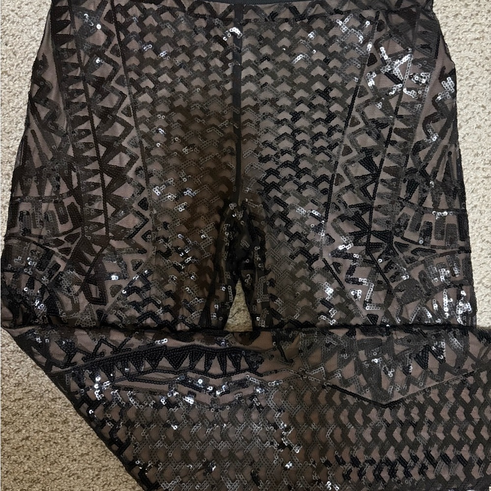 BCBGMaxAzria Black Dena Mosaic Sequence Legging Large - Picture 7 of 15